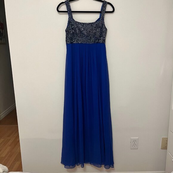 JS Collections Blue Sequined Prom Dress - Picture 2 of 4